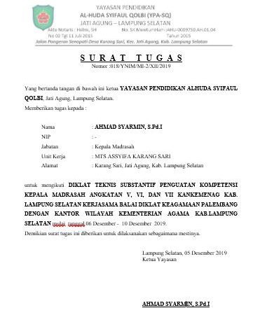 SURAT TUGAS DIKLAT KEPALA SEKOLAH